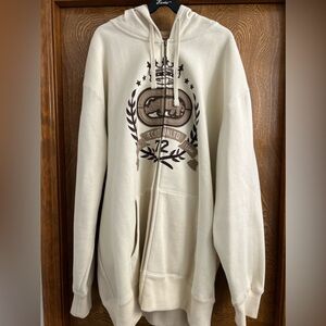 Ecko Unlimiteded, beige and brown, vintage zip up hoodie. Size 3XL
